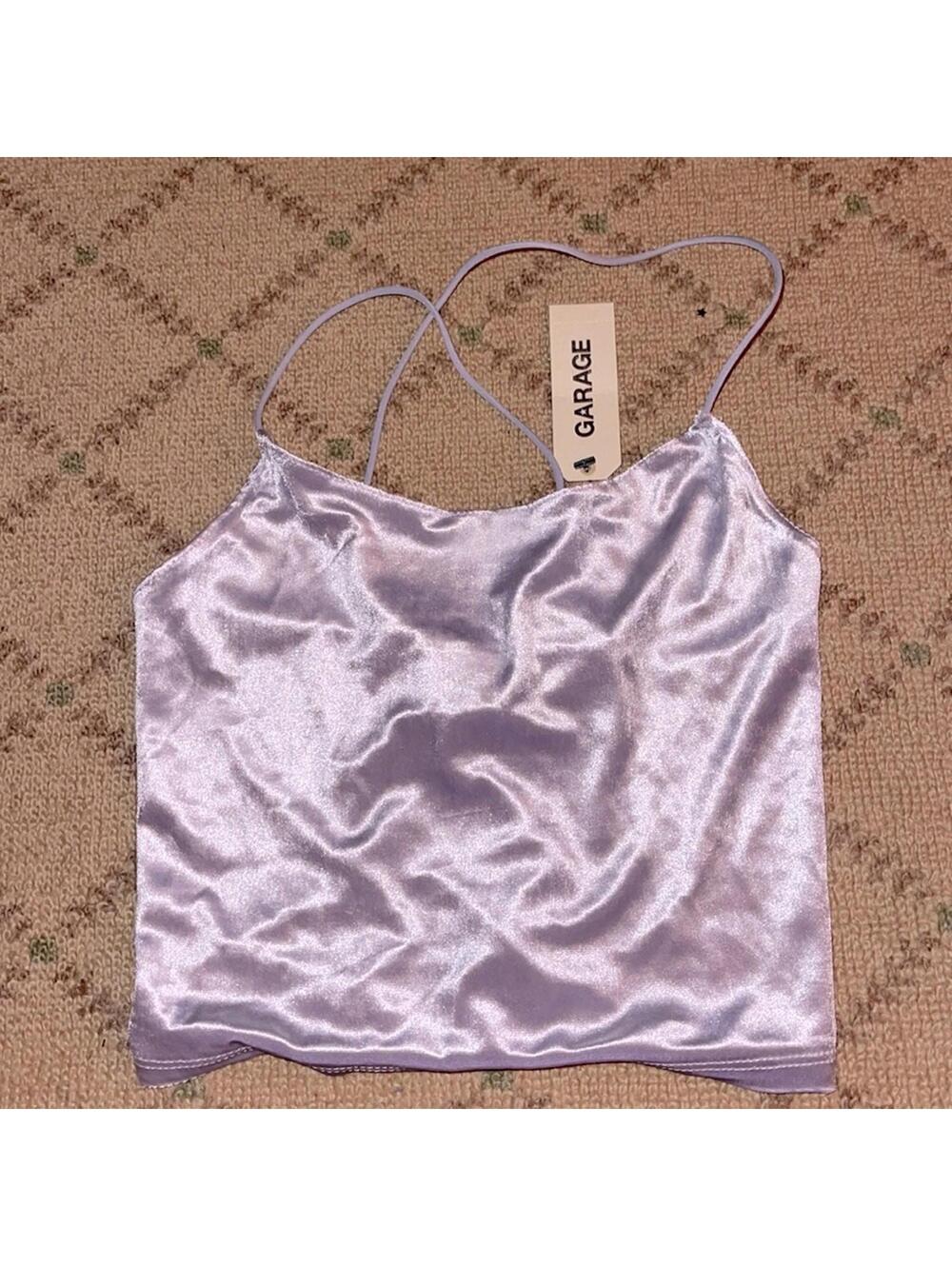 Garage silver crop top open back NWT XS